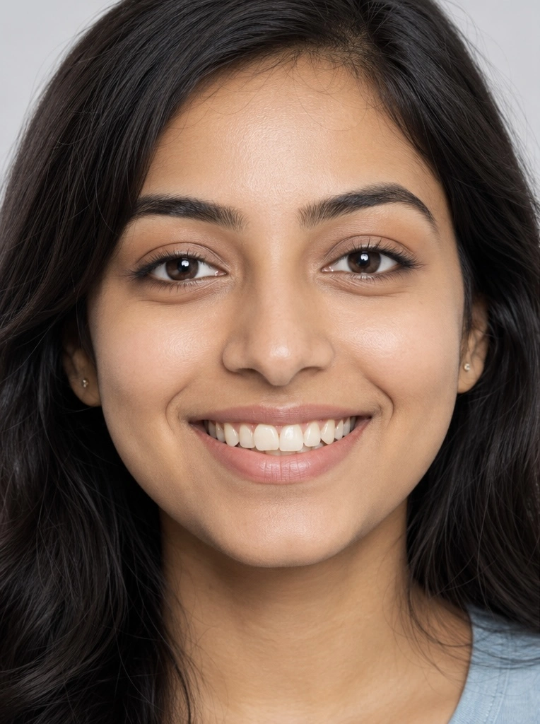 After orthodontic treatment - white aligned teeth perfect smile